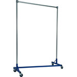 Quality Fabricators - Z-Rack - Heavy Duty 60" Long Base Single Rail w/ 72" Uprights, Blue - The apparel industry relies on space-saving clothes racks for many reasons, but mainly because the shape of the  Z  rack folds right into another unit and out of the way. More floor space is a great reason to choose it, but so is this rack's long-lasting durability. Able to hold 500 lbs, with a five foot base and uprights that extend up to six feet, it s a multi-purpose rack that can provide needed storage in a laundry room, church choir room, school band room, garage, or anywhere you need more hanging space.