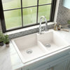 Karran 33" Top Mount Large/Small Bowl Quartz Kitchen Sink, White