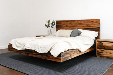 Floating Bed and Heathcote Bedside Tables in Recycled Blackbutt