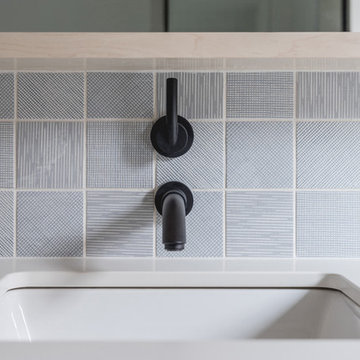 Blue floor bathroom