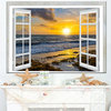 "Open Window To Bright Yellow Sunset" Modern Seascape Wall Art, 40"x20"