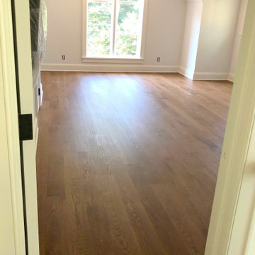 BELLE TERRE:  6" SELECT WHITE OAK INSTALLED & FINISHED W/ CUSTOM STAIN