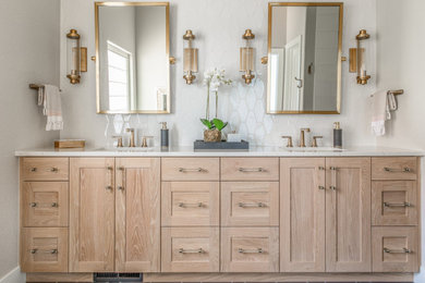 Example of a beach style bathroom design in Denver