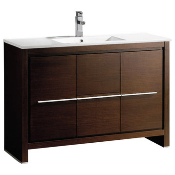 Allier 48" Bathroom Cabinet, Base: Wenge Brown, With Integrated Sink