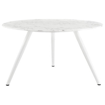 Modway Lippa 54" Round Artificial Marble Dining Table With Tripod Base, White