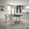 Amisco Della Extendable Dining Table, Dark Grey Birch Veneer / Glossy Grey Metal