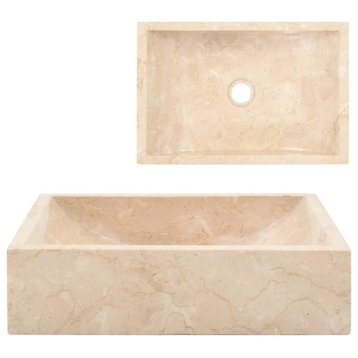 vidaXL Sink Bathroom Wash Bowl Natural Stone Basin Marble High Gloss Cream
