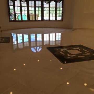 Limestone floor beautifully polished