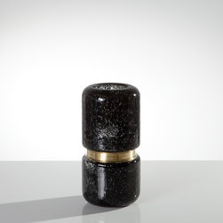 Audrey Brass Ring Deco Vase Short - Black - Vases