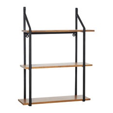 Mango Wood and Iron 3-Shelf Wall Unit