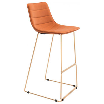 Adele Bar Chair, Set of 2 Orange/Gold