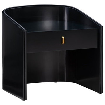 Collins Lacquer Nightstand, Black