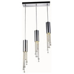 Elegant Lighting - Elegant Lighting V2057D3O/RC Niagara - Three Light Pendant - Inspired by the beauty and majesty of the famous waterfall, the Niagara collection creates its own memorable visual impact. Elegant suspended chrome cylinders appear to be pouring forth sparkling cascades of light from strand after strand of luminescent crystal beads. The overall effect is both powerful and graceful, and will be a noteworthy complement for any room.  Room use: Dining room; Living room; Bedroom; Bathroom; Entry Way; Closet  Diameter of 23 inches; minimum hanging height of 26 inches, maximum hanging height of  inches.  Warm, brilliant light is created by 2 light bulbs. (not included).   Dining Room/Living Room/Bedroom/Bathroom/Entry Way 2 Years  Clear  Mounting Direction: Down  Assembly Required: Yes  Canopy Included: Yes  Shade Included: Yes  Dimable: YesNiagara Three Light Pendant Chrome Clear Royal Cut Crystal *UL Approved: YES *Energy Star Qualified: n/a  *ADA Certified: n/a  *Number of Lights: Lamp: 3-*Wattage:50w GU10 bulb(s) *Bulb Included:No *Bulb Type:GU10 *Finish Type:Chrome