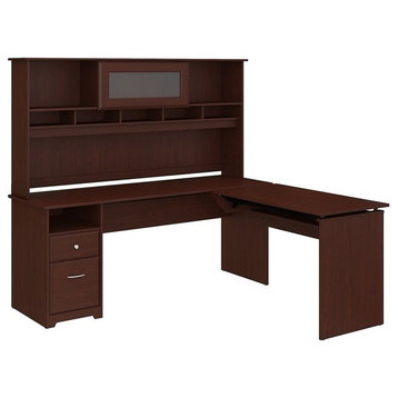 Bush Furniture Cabot 72W 3 Position L Shaped Sit to Stand Desk with Hutch