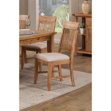 Alpine Furniture Aspen Set of 2 Dining Side Chairs in Antique Natural (Brown)