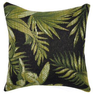 Marina Jungle Leaves Indoor/Outdoor Pillow Black 18"x18"