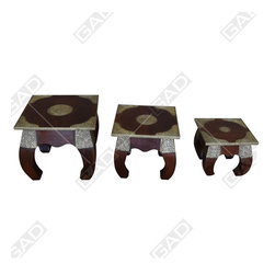 TRIO OF EMBELLISHED STOOLS - Furniture