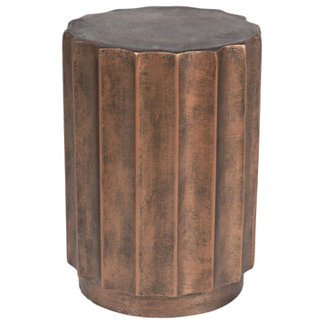 Modern Cement Indoor Outdoor Weathered Copper Side Table