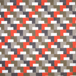 Clueit Webb Interiors Printed Fabric Collection - Tetric Coral - Curtain Fabric