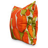 Sunset Tulip Floral Decorative Outdoor Pillow, Orange, 16"