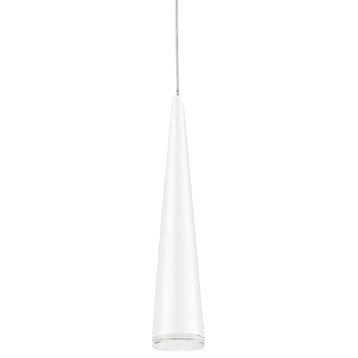 Mina Single LED Pendant, White, 2.75"Dx12"H