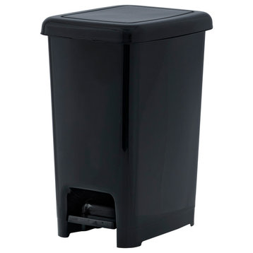 Slim Step on Trash Can With Lid, Black, 16 Gallon
