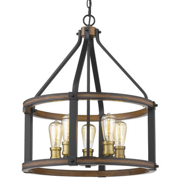 Z-Lite 472-5D Kirkland 5 Light 20"W Drum Chandelier - Rustic Mahogany