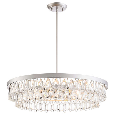 Mia Crystal 6-light Chandelier, Matte Silver