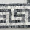 Carrara White Bardiglio Gray Marble Greek Key Mosaic Border Listello, 1 piece