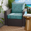 Blue Tropical Outdoor Corded Deep Seating Pillow and Cushion Set, 23.5x23x5