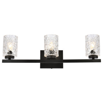 Living District LD7027W24BK 3 lights bath sconce in black with clear shade