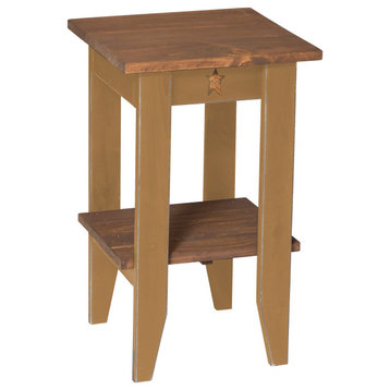 Farmhouse Pine Square End Table, Mustard Yellow