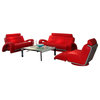 Bentley Red & Grey Bonded Leather Three Piece Sofa Set
