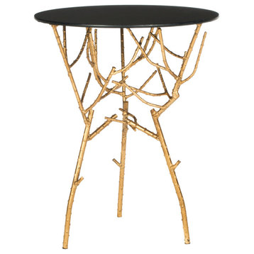 Rasha Branched Glass Top Gold Accent Table Gold/Black
