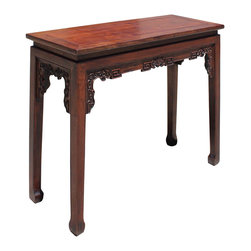 Chinese Huali Rosewood Scroll Motif Apron Side Altar Table - Side Tables And End Tables