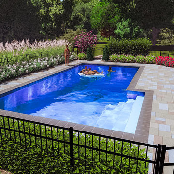 Large Multi Level Patio and Pool, NJ - 3D Imaging