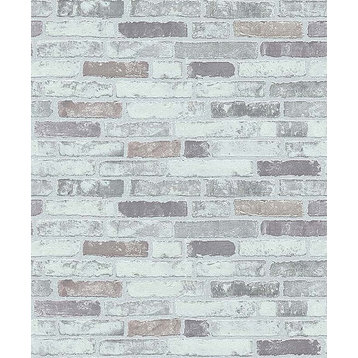 Brix Unlimited Gray Wood Stone Wallpaper Roll, Modern Urban Chic Wall Décor