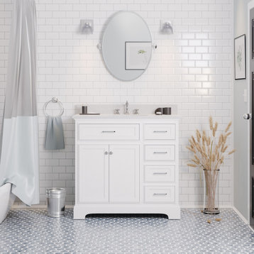 Aria 36" Bathroom Vanity, White, Quartz