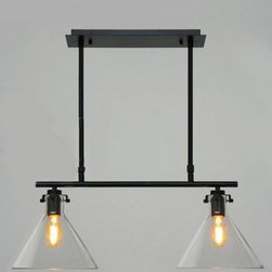 Plug In Meridian Glass Pendant Island Lamp 2 Lights - Kitchen Island Lighting