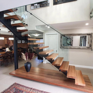 Main Entry, Staircase and gallery renovation - before and after