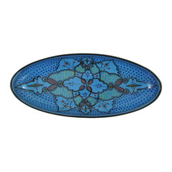 Le Souk Ceramique - Extra Large Stoneware Oval Platter Sabrine Design - Serving Dishes And Platters