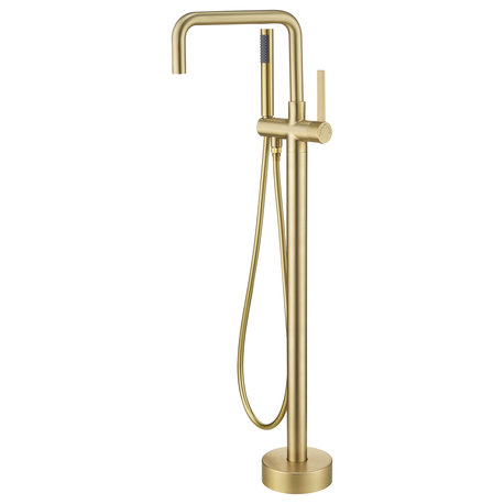 Single Handle Floor Mounted Tub Filler with Handshower