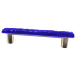 Glass Storm Studios - Sapphire Handmade Glass, Long Pull - Textured, layered and glittering sapphire glass. All our products are handmade to order.  Important: Do not use an electric drill or electric screwdriver.