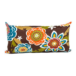Retro Floral Outdoor 2-Piece 11" x 22" Rectangular Throw Pillow Set - Outdoor Cushions And Pillows