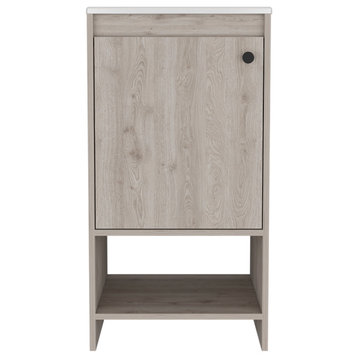 Gewnee 1-Shelf Freestanding Vanity Cabinet Light Gray