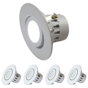 4" LED Adjustable Rotating Downlight 10W, Crystal White 5000k, 4-Pack