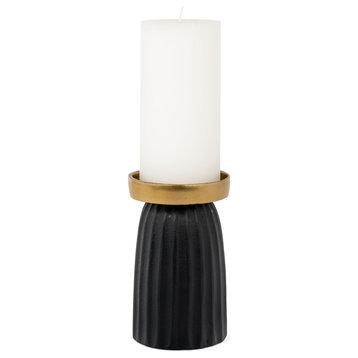 Sabella Black and Gold Metal Candle Holder, Small