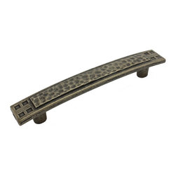 GlideRite Hardware - 3.75" Hammered Pull Antique Brass - Cabinet And Drawer Handle Pulls