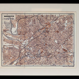 Ward Maps - Vintage Reproduction Map of Manchester UK - Artwork
