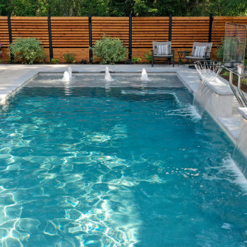 Lemont, IL Rectilinear Pool with Interior Hot Tub